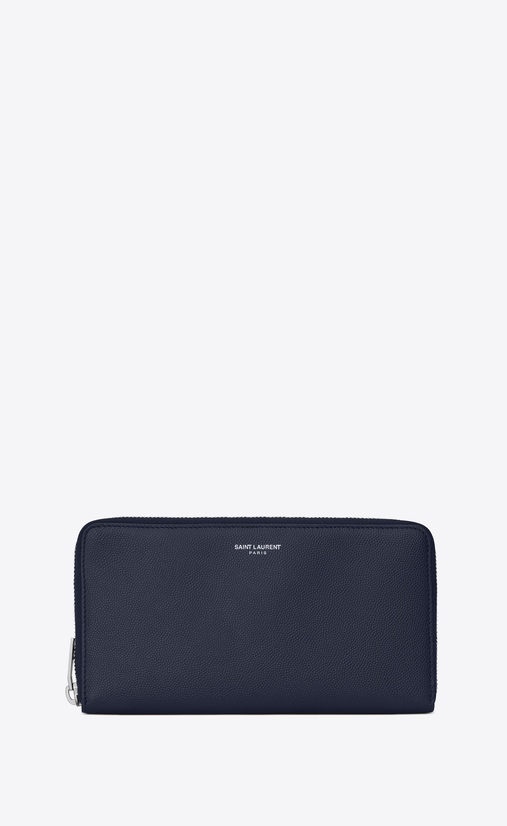 zip around wallet in grain de poudre embossed leather